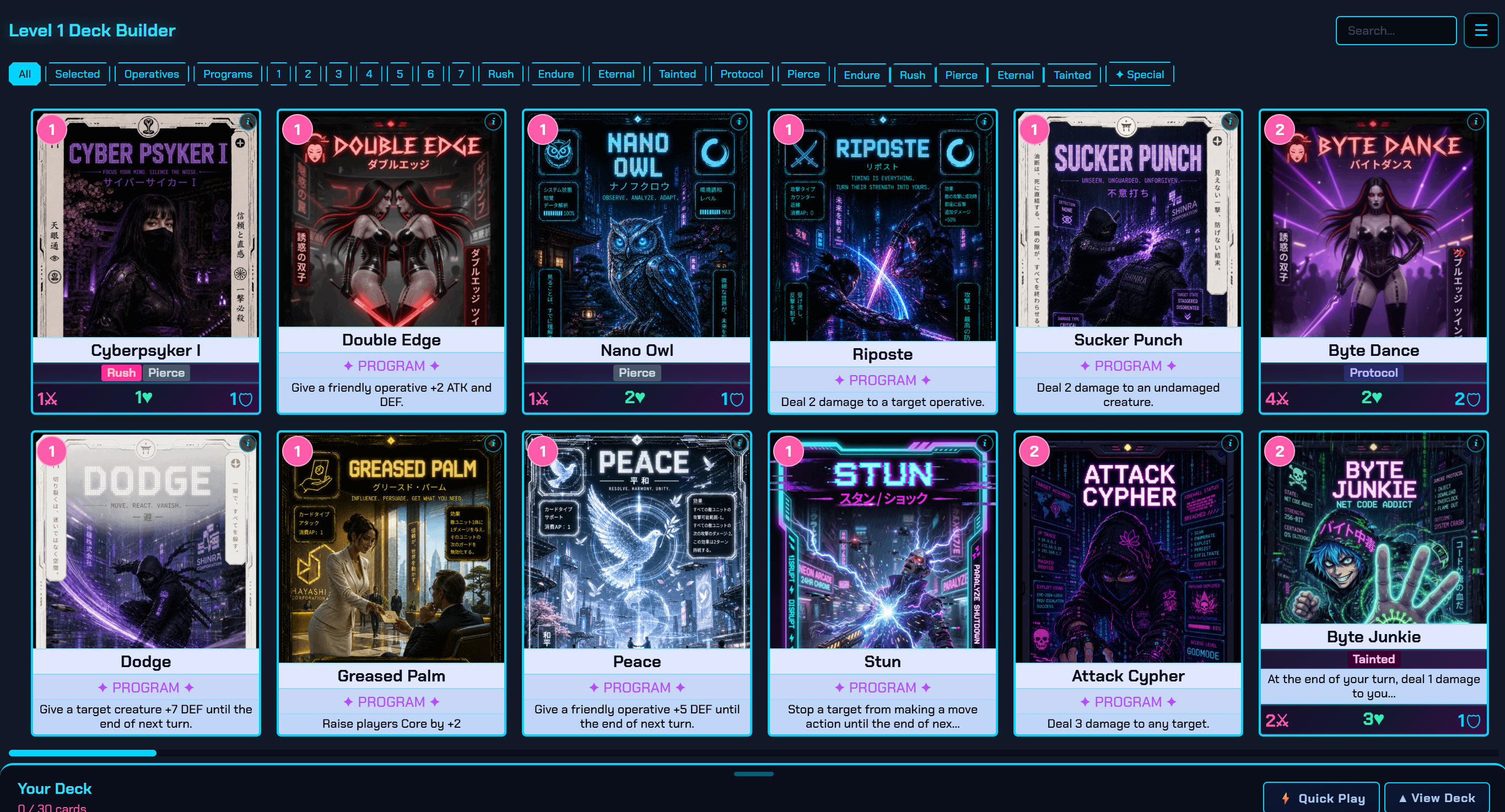 Bootstrap Ghosts deck builder